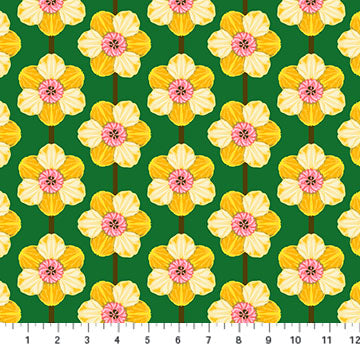 6 Yards Fabric Floral Pattern Pink Yellow Green hot with Black Background