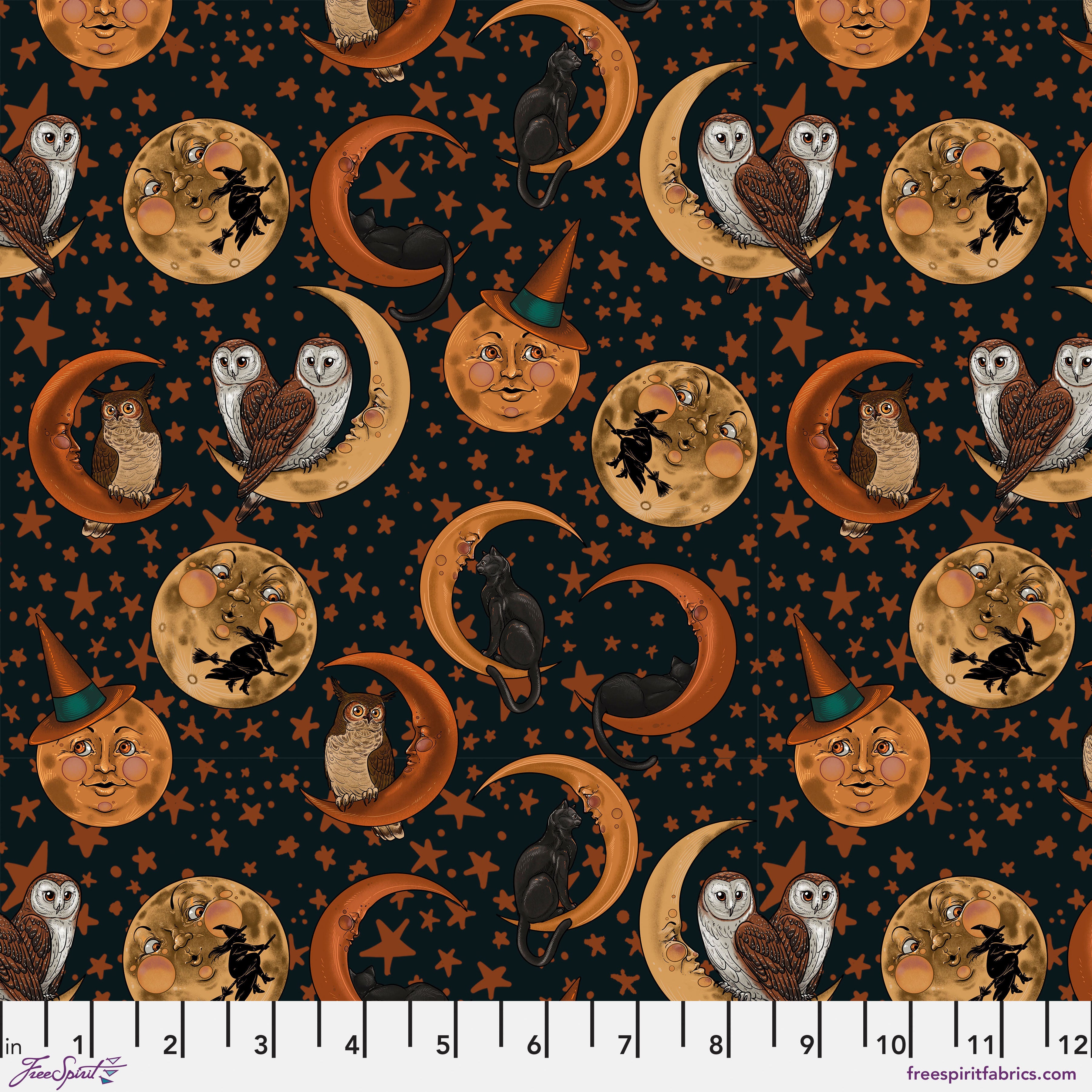 Mystic Moonlight - Moons in Black - Rachel Hauer - PWRH094.BLACK - Hal –  Pink Door Fabrics