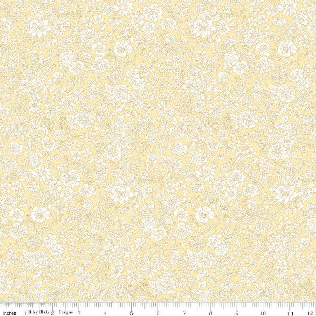 A closeup shot of the quilting fabric pattern called Magnolia, part of Liberty Fabric's Emily Belle fabric collection by Riley Blake. SKU is 01666421A.