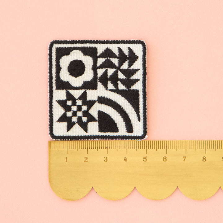 Sarah Hearts - Black Quilt Block Iron-On Patch - PA01