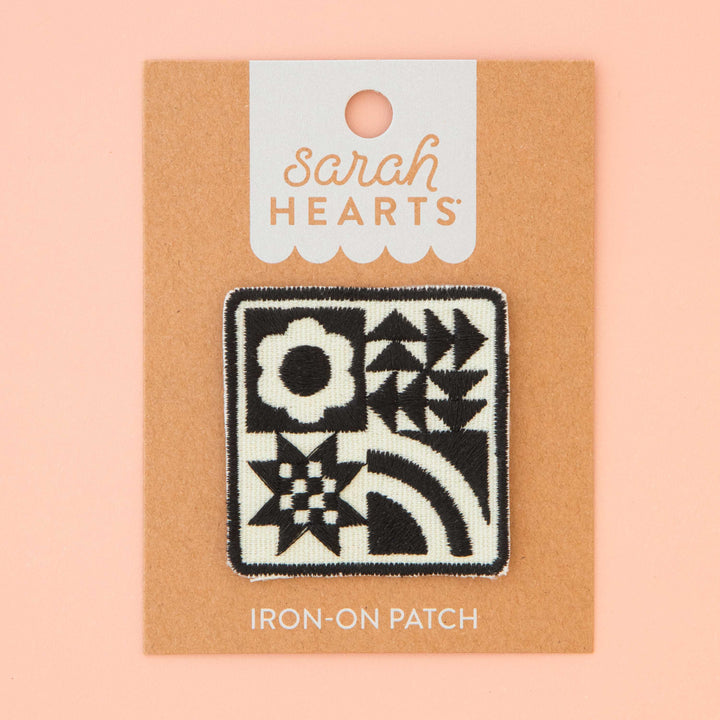 Sarah Hearts - Black Quilt Block Iron-On Patch - PA01