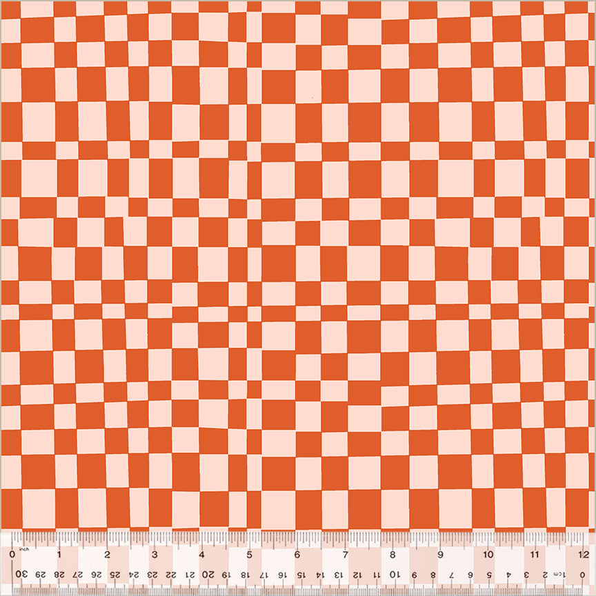 PREORDER - Kaleidoscope - Checker in Mandarin/Blush - Annabel Wrigley - 54120D-12 - Half Yard