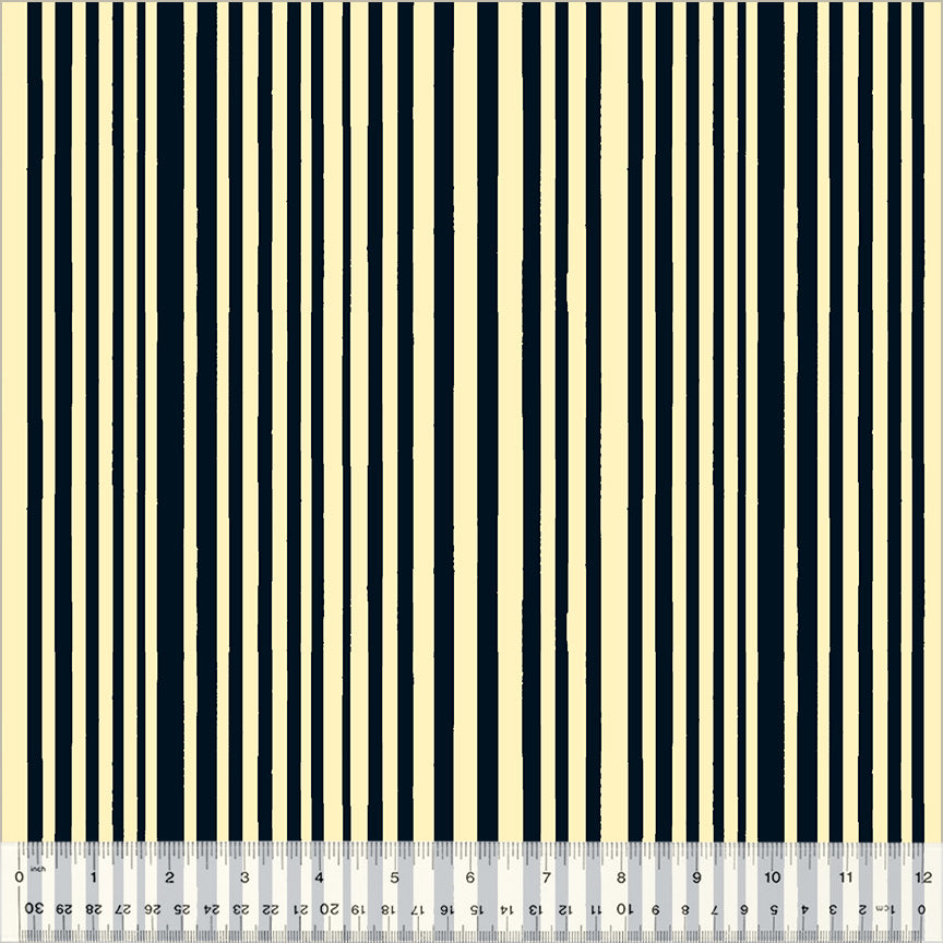PREORDER - Kaleidoscope - Mini Stripe in Ink/Vanilla Custard - Annabel Wrigley - 54121D-11 - Half Yard