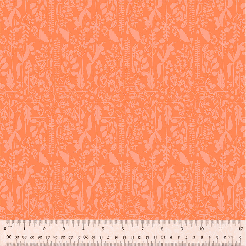 A closeup shot of the quilting fabric pattern called Meander, designed by Tamara Kate, in the petal colorway. The SKU is 54657-18.