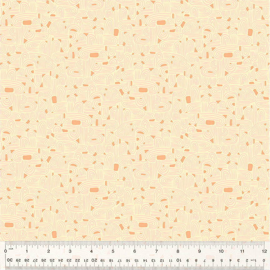 A closeup shot of the quilting fabric pattern called Tunneling, designed by Tamara Kate, in the creamy colorway. The SKU is 54658-20.