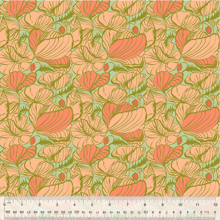 A closeup shot of the quilting fabric pattern called Lush, designed by Jennifer Moore, in the pink colorway. The SKU is 54714-6.