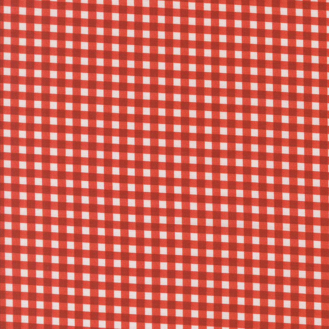 A closeup shot of the quilting fabric pattern called Gingham, designed by Cathe Holden, in the tomato colorway. The SKU is 7480 14.