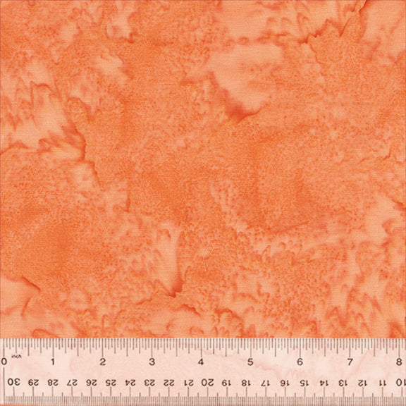 A closeup shot of the quilting fabric pattern called BeColourful Blush, designed by Jacqueline de Jonge, in the peach perfection colorway. The SKU is BCB5Q-X.