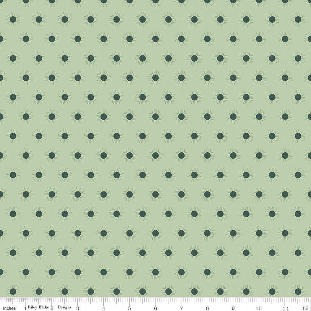 A closeup shot of the quilting fabric pattern called Sunshine Light Green, designed by Danelys Sidron. The SKU is C15475-LTGREEN.