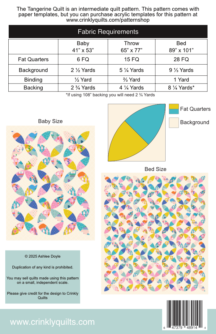 PREORDER - Tangerine Quilt Pattern - Ashlee Doyle - CQ 020 - Printed Pattern