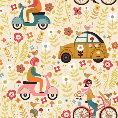 A closeup shot of the quilting fabric pattern called L'Art de Vivre, designed by Bee Brown. The SKU is DABON2523-V11.