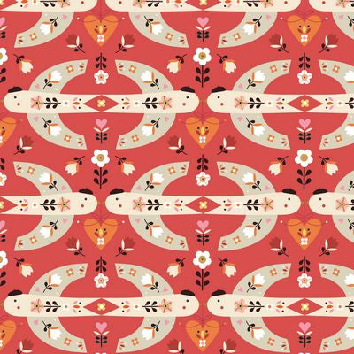 A closeup shot of the quilting fabric pattern called Vols de Fantaisie, designed by Bee Brown. The SKU is DABON2526-V11.