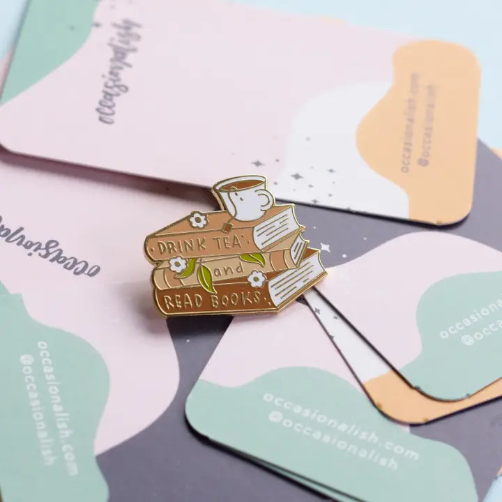 Tea and Books Enamel Pin - Occasionalish