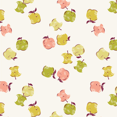 A closeup shot of the quilting fabric pattern called Apple Bites, designed by AGF Studios. The SKU is CTG77105.