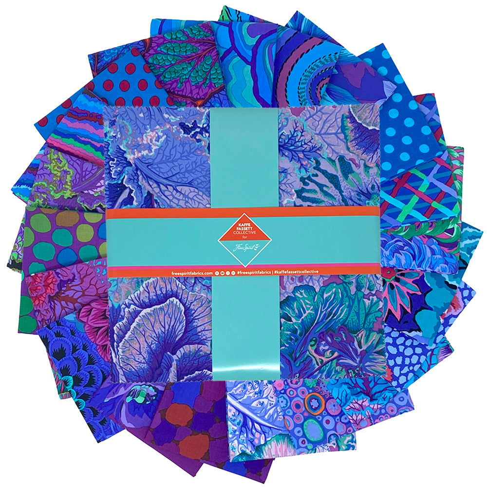 Kaffe Classics Plus (Royal) - 10-Inch Charm Pack, 42 pieces - by Kaffe Fassett Collective