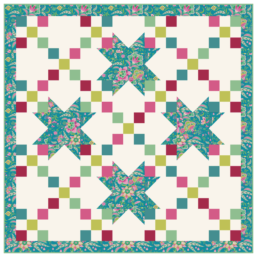 New Quilt on the Block - Tilda Bloomsville/Tilda Solids Quilt Kit - Fa ...