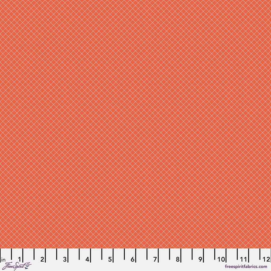 PREORDER - True Colors - On the Grid in Salmon - Tula Pink - PWTP255.SALMON - Half Yard