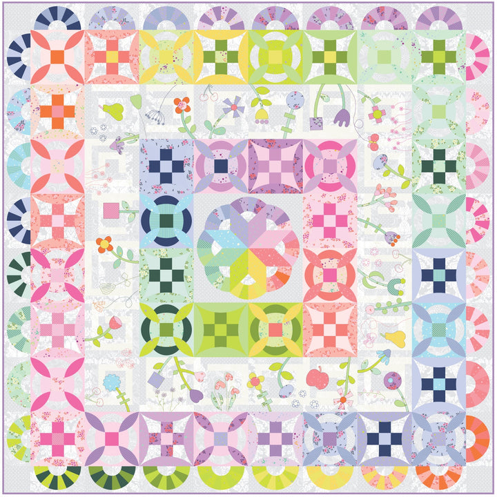 Jen Kingwell's Pick A Petal Quilting Pattern using Tula Pink's True Colors 2025 fabrics.