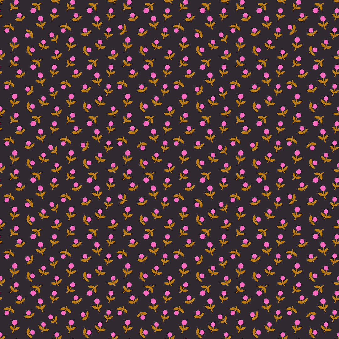 A closeup shot of the quilting fabric pattern called Spout, designed by Alexia Abegg for Ruby Star Society, in the black colorway. The SKU is RS4103 21.