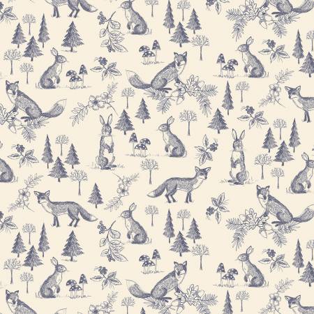 Cotton quilting fabric pattern called 'Vanilla Tail Me About It'. Part of the 'Terrain of Thought' fabric collection. Designed by Dear Stella for fabric company Dear Stella. SKU: ST D2904VANILLA. 44-45 inch width.