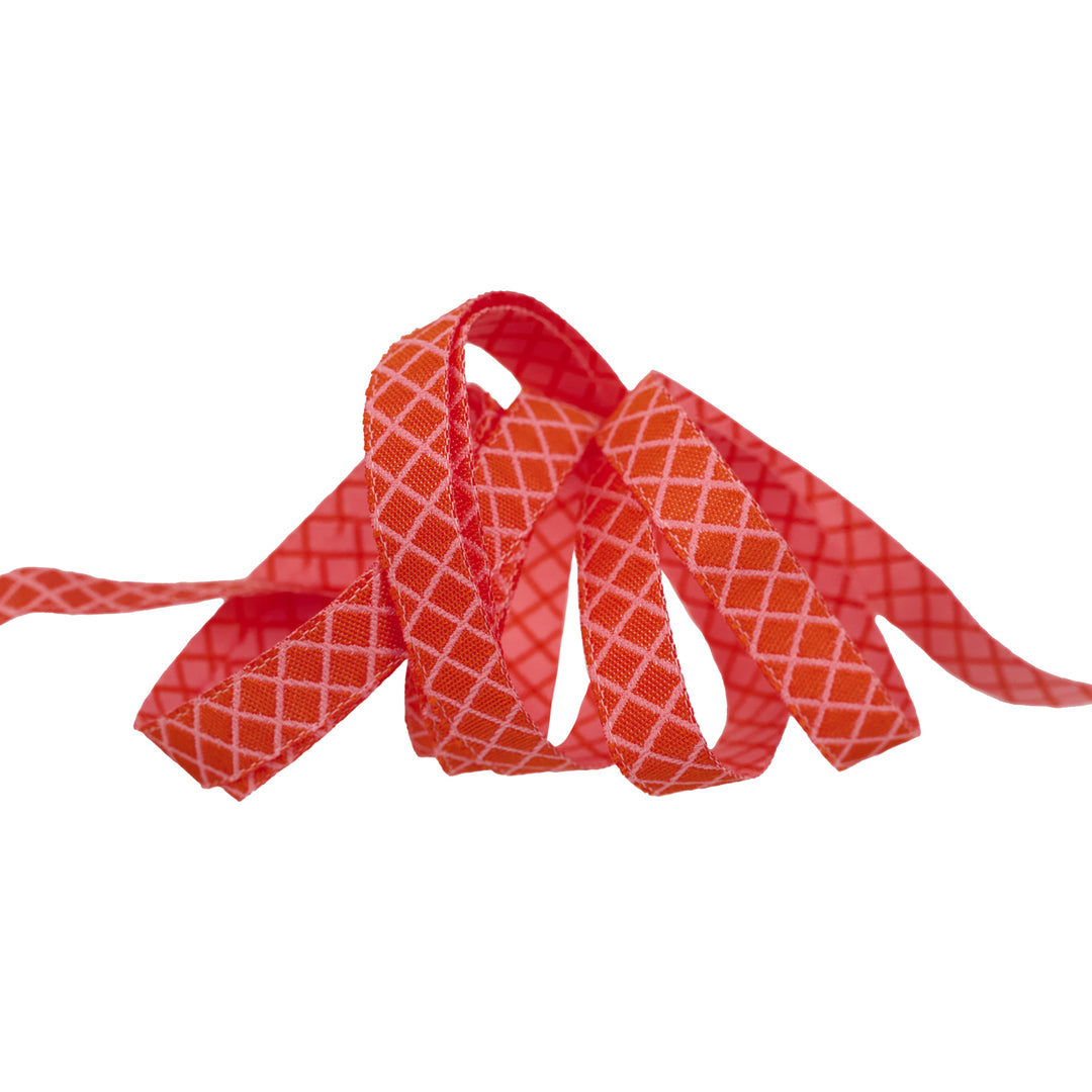 Renaissance Ribbons - True Colors 2025 - On the Grid in Salmon - 3/8" width - By Tula Pink