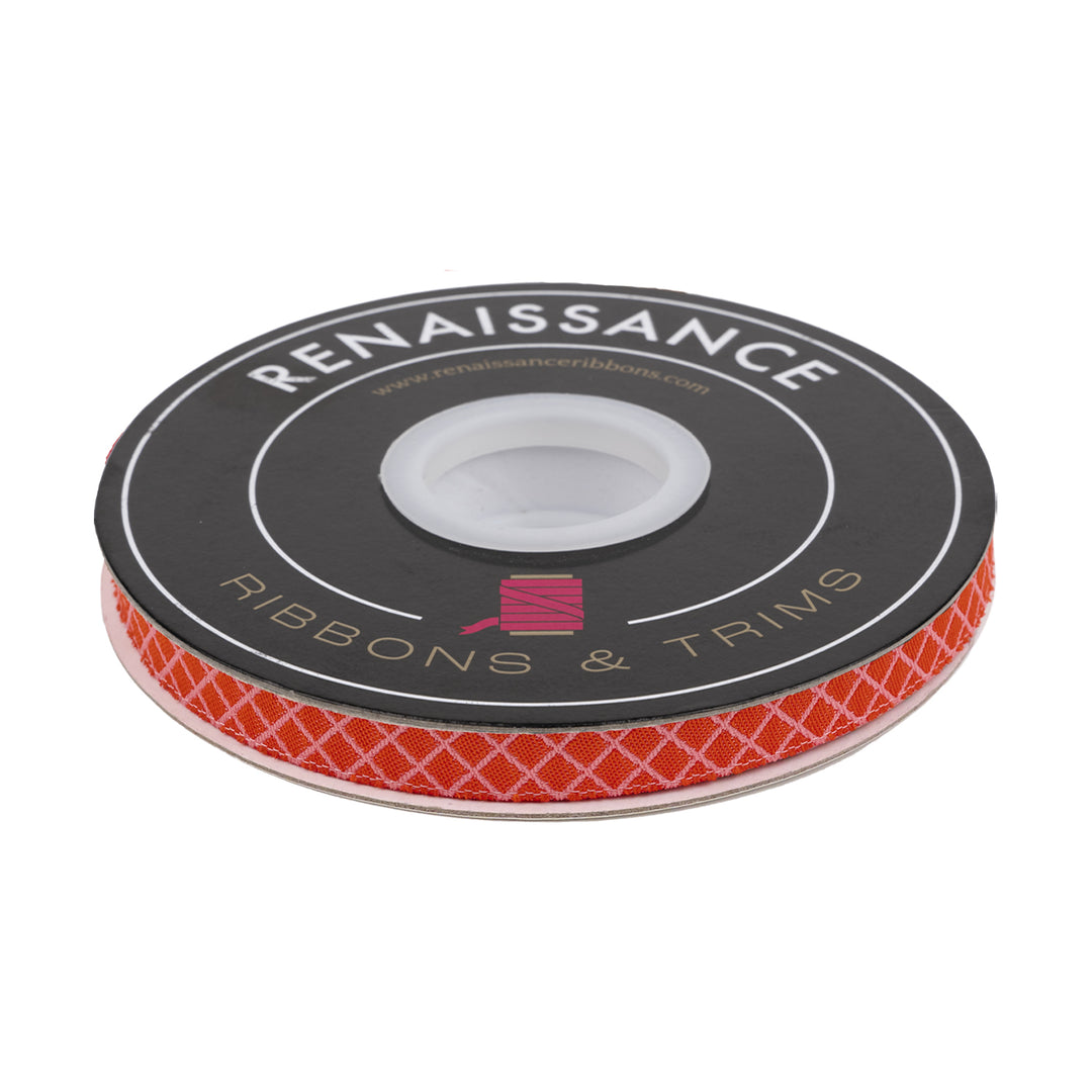 PREORDER - Renaissance Ribbons - True Colors 2025 - On the Grid in Salmon - 3/8" width - By Tula Pink - One Yard