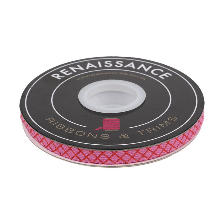 PREORDER - Renaissance Ribbons - True Colors 2025 - On the Grid in Bubblegum - 3/8" width - By Tula Pink - One Yard