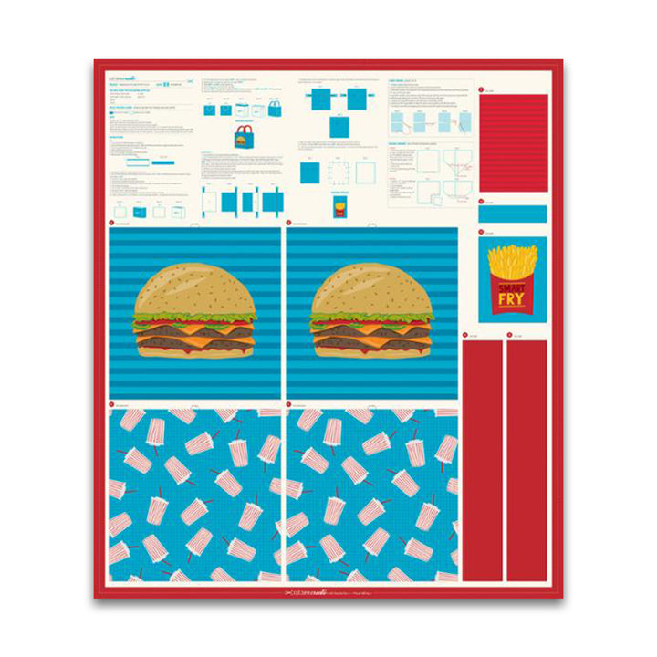 PREORDER - Cut Sew Create Part Two - Hamburger - Tote and Zipper Pouch Panel - Stacy Iest Hsu - 20931 11P