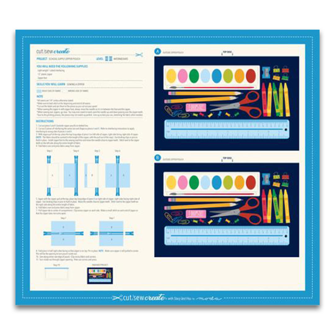 PREORDER - Cut Sew Create Part Two - School Supply - Zipper Pouch Panel - Stacy Iest Hsu - 20940 11P