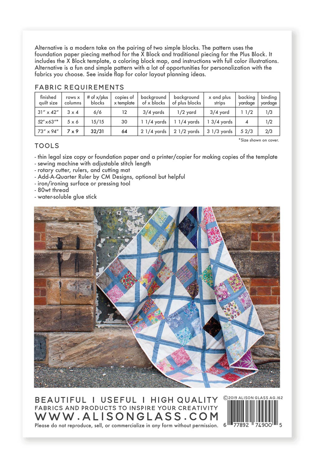 Alison Glass - Alternative - Quilt Pattern - AG 162 - Printed Pattern