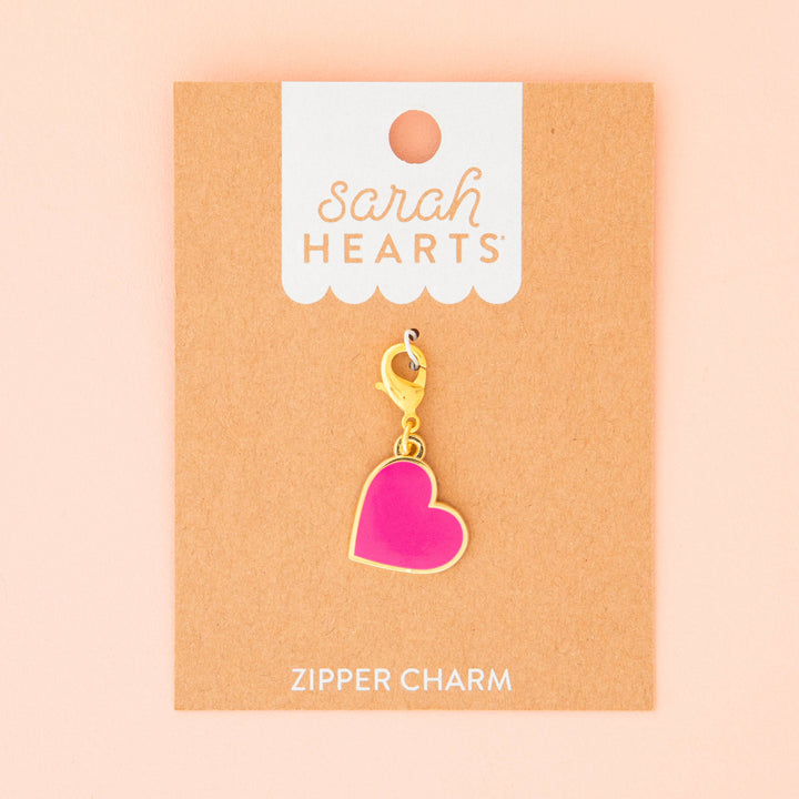 Sarah Hearts - Pink Heart Zipper Charm - ZC04